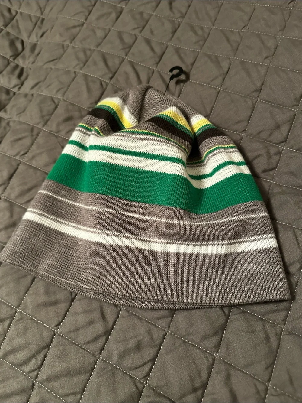 BULA Striped Knit Beanie - Gray & Green